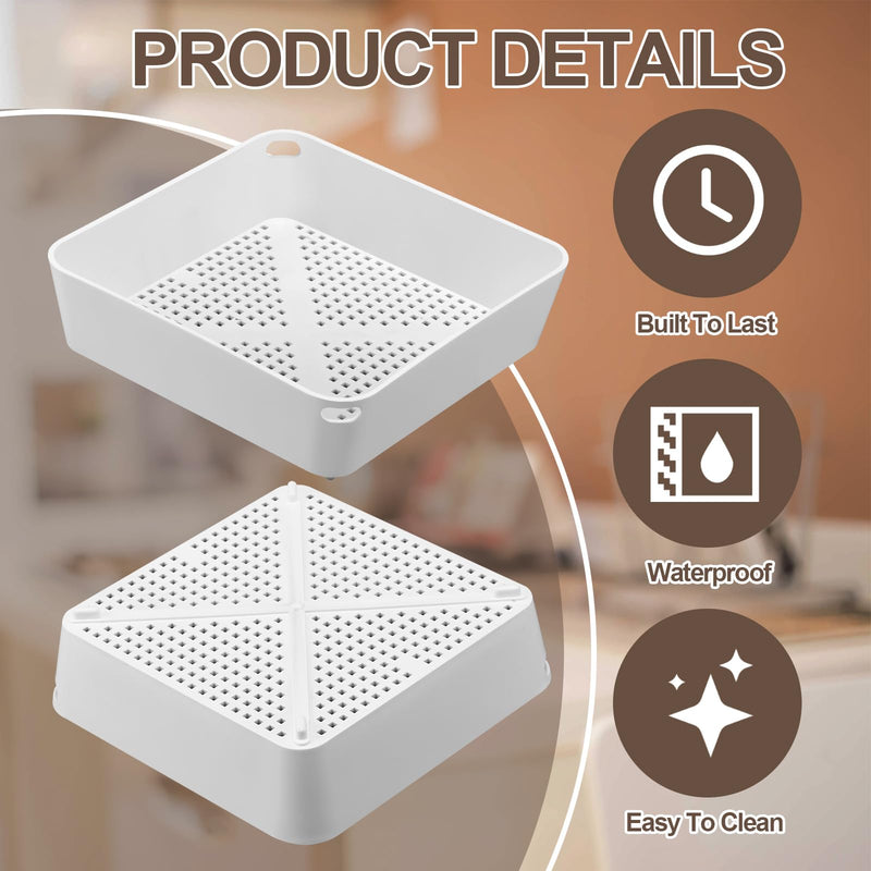 Tuanse 2 Pcs 8.5 x 8.5 x 2.5 Inch Floor Sink Drain Covers Commercial Plastic Floor Drain Strainer Plastic Drains Screen Basket Suitable for Commercial Kitchen Restaurant Diner Cafe White