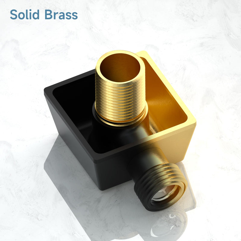 100% Brass Wall Mounted Supply Elbow, Wall Elbow for Hand Shower, Solid Brass Wall Supply Elbow, Check Valve Included (Matte Black) Matte Black