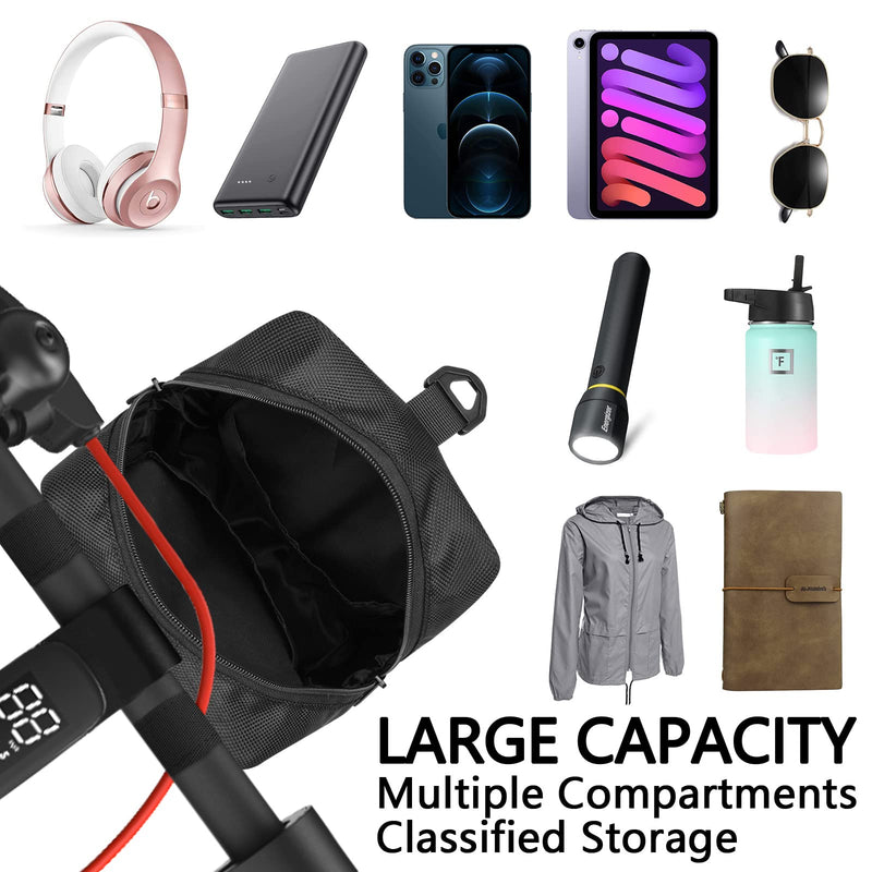 Xxerciz Scooter Storage Bag, Nylon Scooter Handlebar Bag Front Hanging Bag with Adjustable Strap and Zipper Closure for for Carrying Phone, Wallet, Charger Tools, Repair Tools