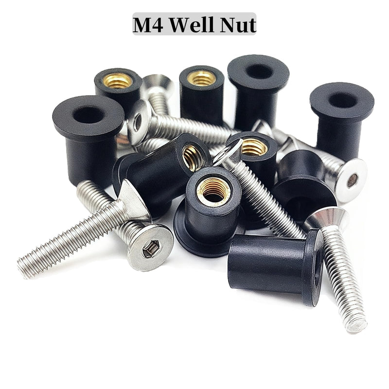 103 Pcs M4 M5 M6 Neoprene Well Nuts,304 Stainless Steel Hex Socket Bolts Well Nut Kit for Kayak,Marine,Motorcycle,Windscreen Accessories,Neoprene nut Contains Brass Nuts Copper nut 103