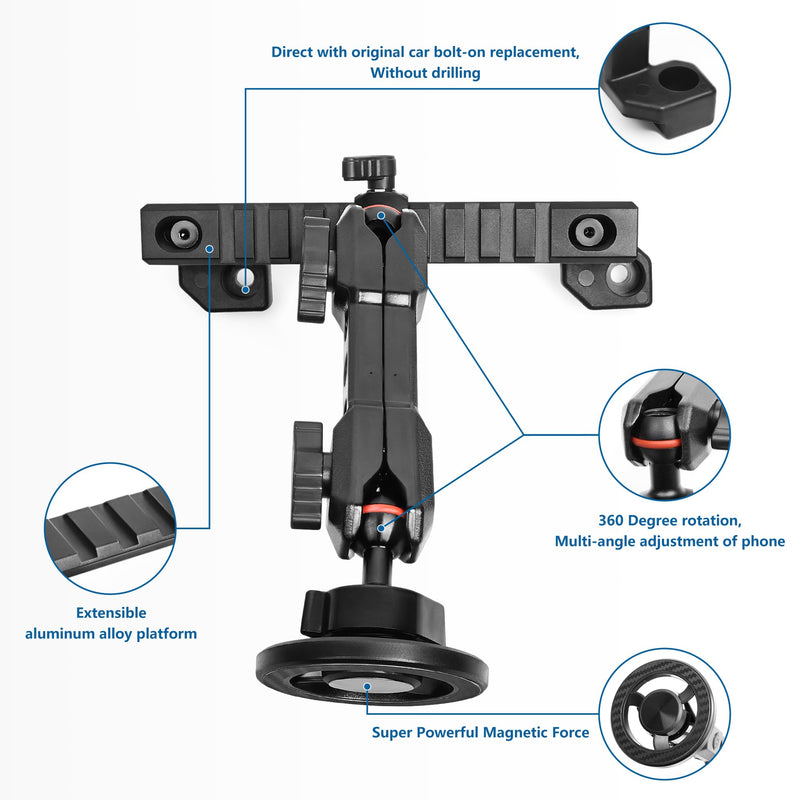 sukemichi Phone Mount for 2022 2023 2024 2025 2026 Chevrolet Silverado 1500/GMC Sierra 1500 2500 3500 HD Accessories,Dash Platform Phone Mount Magsafe Fit 13.4" Screen, Cell Phone Holder for NATO Rail