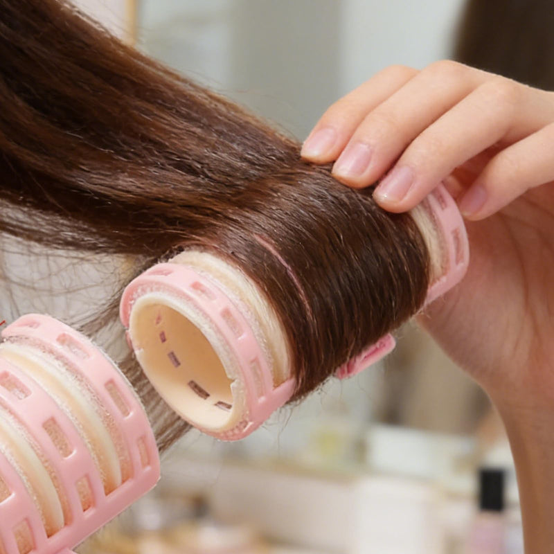 2Pcs Hairdressing Curlers Rollers Non-Slip Hair Curlers Rollers Comfortable Bangs Clips for Curling and Hair Styling (Pink)
