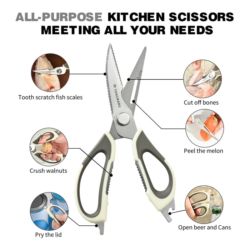 Kitchen Shears Heavy Duty Kitchen Scissors with Magnetic Sheath Holder, Dishwasher Safe Scissor, All Purpose 9-inch Scissors, Detachable, Serrated Blades, Bottle Opener function included (2 Pack) 2