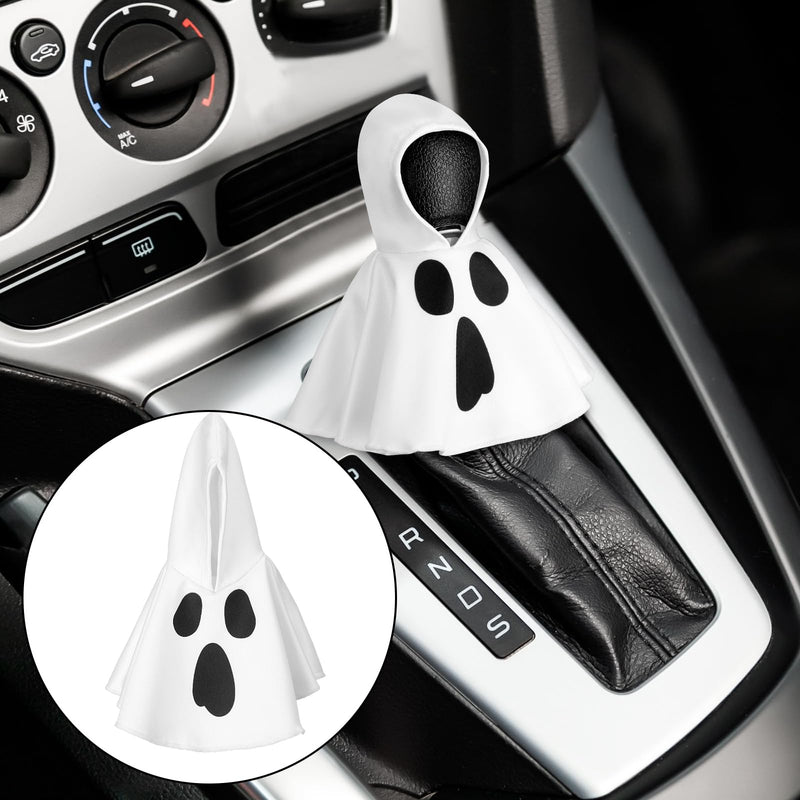 Halloween Car Gear Shift Hoodie Decoration Funny Gear Shift Cover Mini Universal Knob Hoodie Cover for Automotive Car Interior Accessories Gadgets Gift(White,Ghost) black, white Ghost