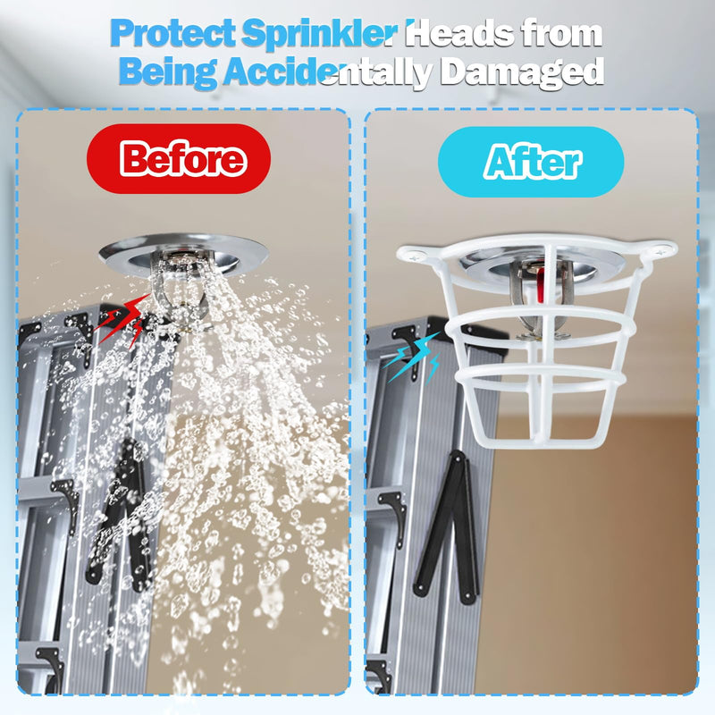 Happy Tree (4 Pack) White Fire Sprinkler Head Guard Cage Protector Cover for Both 1/2" & 3/4" Fire Head for Protecting Side Wall & Pendent & Flush Mount Head Fire Sprinkler Covers for Ceiling 4 Pack