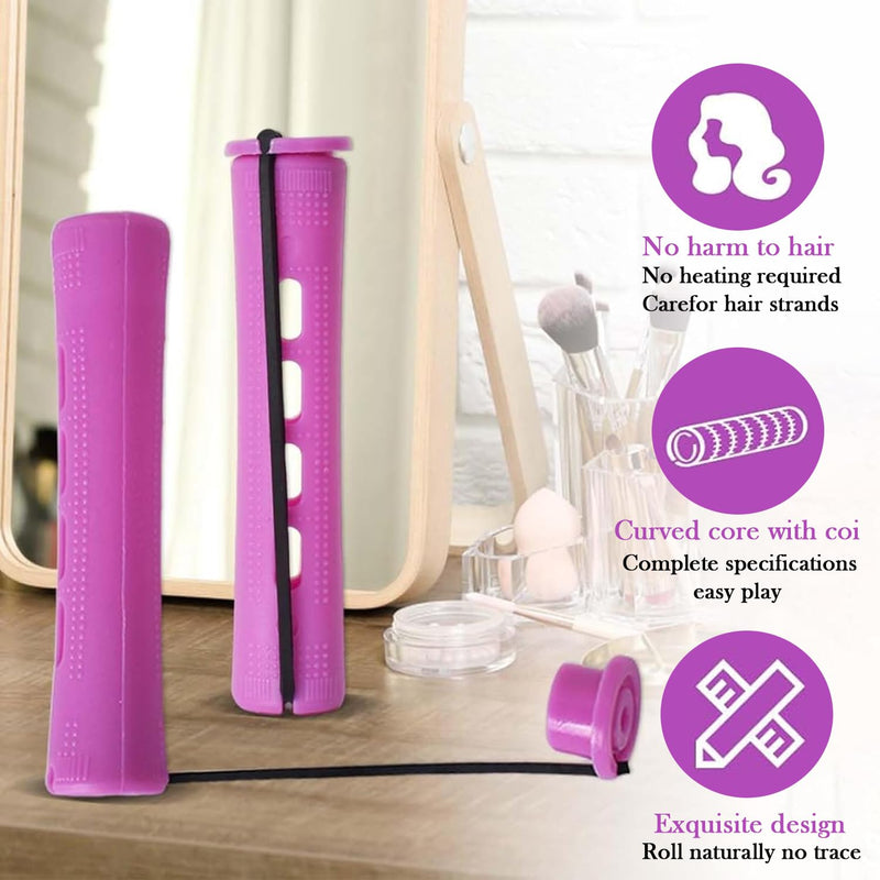 [AUSTRALIA] - Eastrise Perm Rods Set,0.75 Inch Medium Size Hair Curlers Rollers,Perming Rods with Elastic Rubber Band,Non Slip Plastic Hair Perm Kits for Fashionable Curly Hair,Hairstyle Styling (Purple/30 PCS) Purple/30 PCS