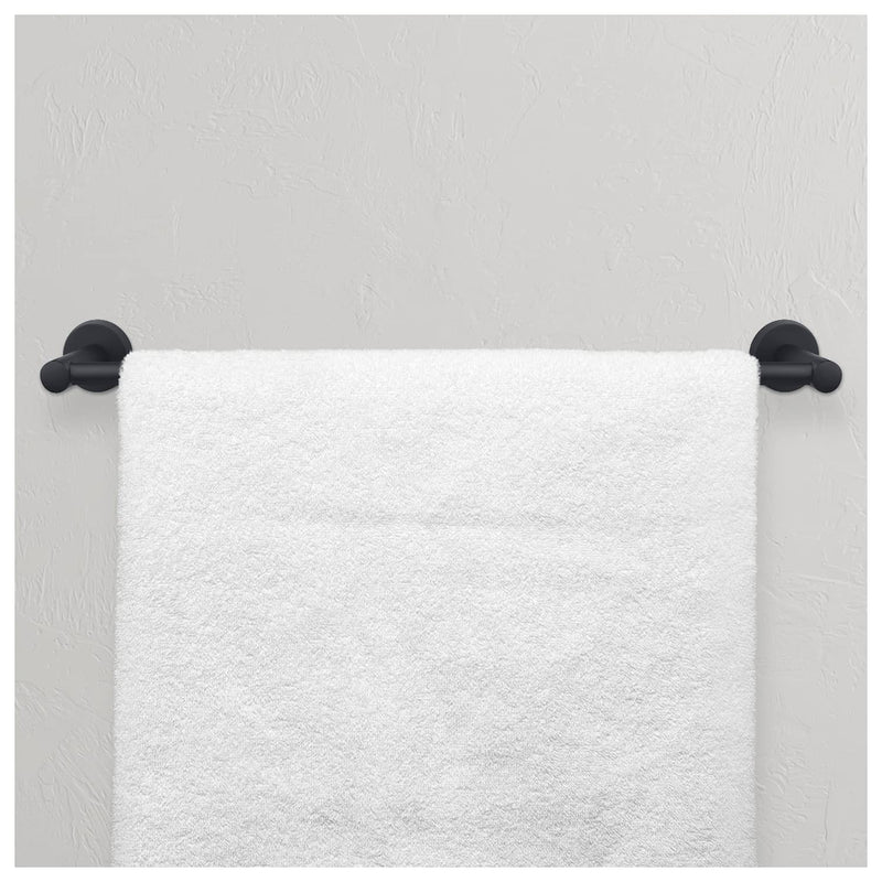 Nuk3y Luna Modern Round 4 Piece Bathroom Hardware Towel Bar Accessory Set (24"" Set, Matte Black) "24"" Set"