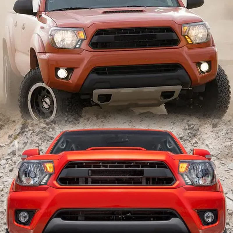 Switchback White/Amber Front Side Marker Headlight Daytime Running Lamp Sequential Flash Turn Signal Feature Compatible with Toyota Tacoma Truck 2012-2015 Replacement Bumper Accessories Tacoma Grille Light12-15