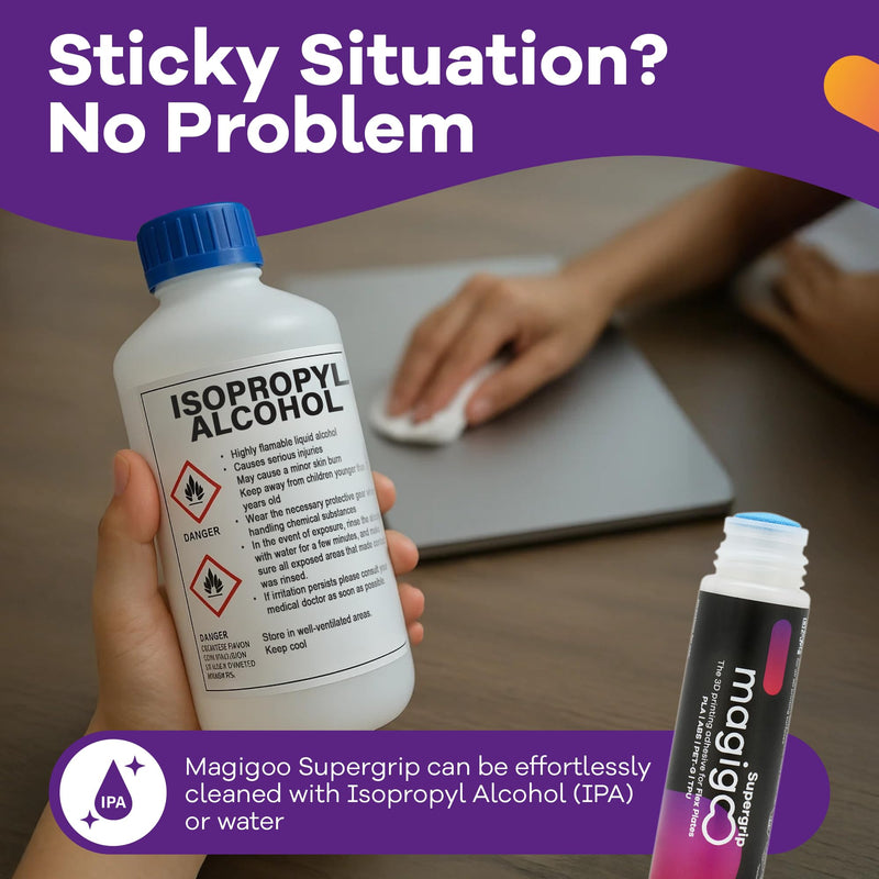 Magigoo - Supergrip 3D Printer Adhesive Glue - for Use on Flexible Plates and Polymeric Based Plates for ABS, PLA, PETG, ASA, TPU Flex Filaments - 3D Printing Accessories, Supplies, Materials (50ml)
