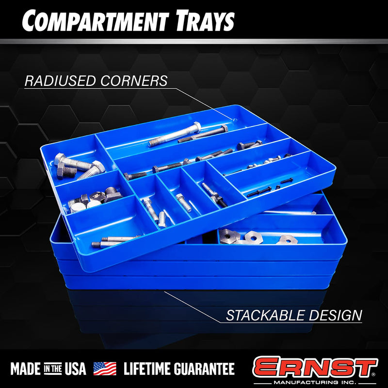 ERNST Tool Organizer Tray, Green, 10-Compartments, Storage, Garage, Workshop, Organization, Tools, Equipment, Heavy-Duty, Durable, Industrial, Workbench, Efficient Storage - Made in the USA 10-Compartment