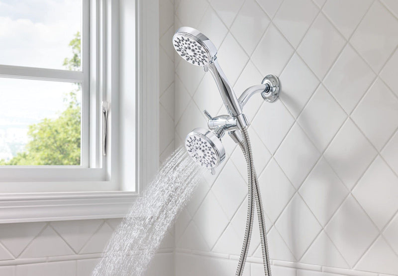 Moen 20016 Ignite Dual Hand Held And Multi Function Shower Head Combo Package With Hose And Diverter, Chrome, 3.75" Pack of 1 Showerhead + Handheld Showerhead