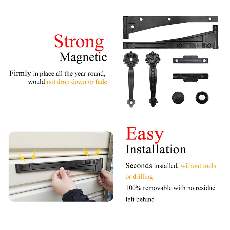 Decorative Magnetic Garage Door Hardware Accents Set (8 Set with 12 PCS Clavos, Black) 8 Set with 12 PCS Clavos