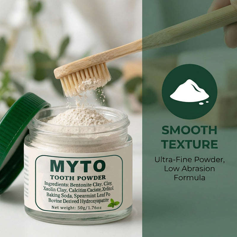 Myto Tooth Powder, RemineralizingHydroxyapatite Tooth Powder with Mint, Fluoride Free Mineral Tooth Cleaning Powder, 1.76 OZ Gentle Daily Oral Care (1pc) 1pc