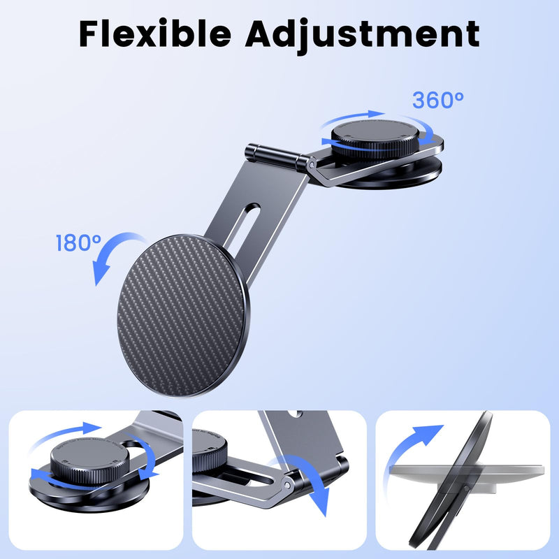 Tesla Phone Mount with 15W MagSafe Fast Charging, Foldable Hidden Car Holder for Tesla Model 3 / Y/Cybertruck, 360° Rotatable Dashboard Screen Bracket with Ultra-Strong N52 Magnets