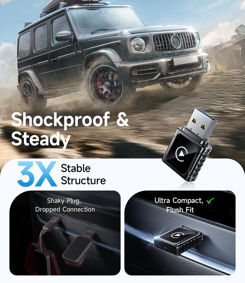 JDG Wireless CarPlay Adapter, Converts Wired CarPlay to Wireless, for Cars with Built-in Wired Apple Carplay, Super Mini USB Design Car Play Adapter for iPhone, (Black) | Converts Wired CarPlay to Wireless, Super Mini USB Design, USB & USB-C adapter, S...