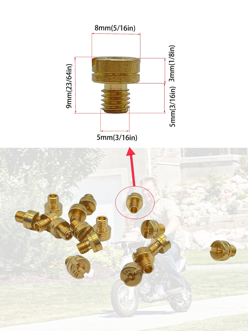 YAMAKATO 16pcs Carburetor Jet Kit Main Jets for Mikuni VM22 VM24 VM26 125cc 150cc 200cc 250cc for Mini Bike Dirt Bike Pit Bike ATV 88 90 95 98 100 105 110 115 120 125 130 135 140 145 150 155 M5*0.75 VM22 jets