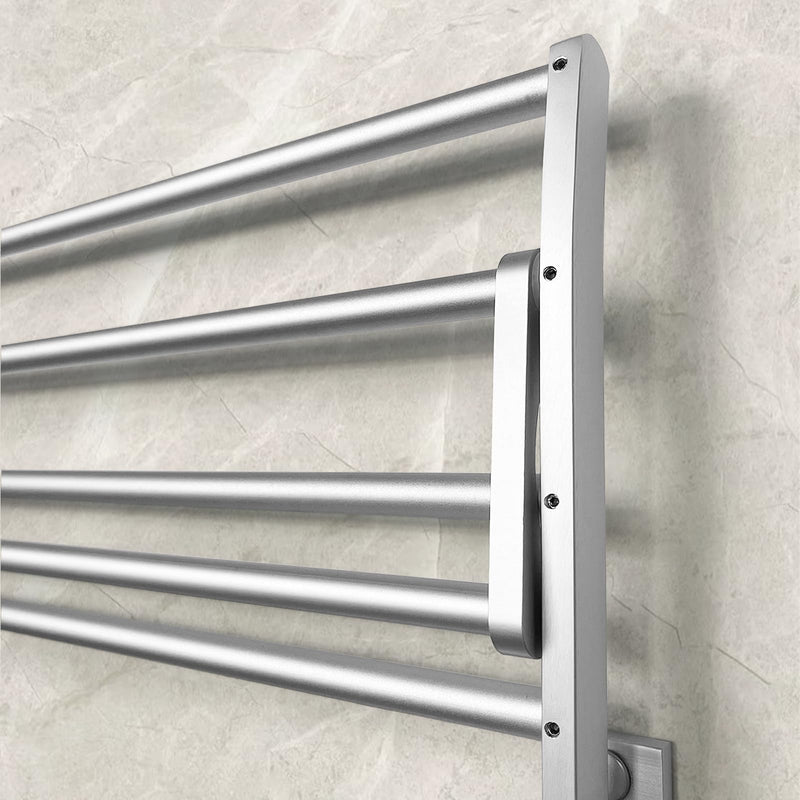 Jahof Fodable Towel Rack 24 inch, Wall Mounted Towel Bar with Hooks, Space Aluminum Towel Holder for Bathroom, Lavatory (60cm, Silvery)