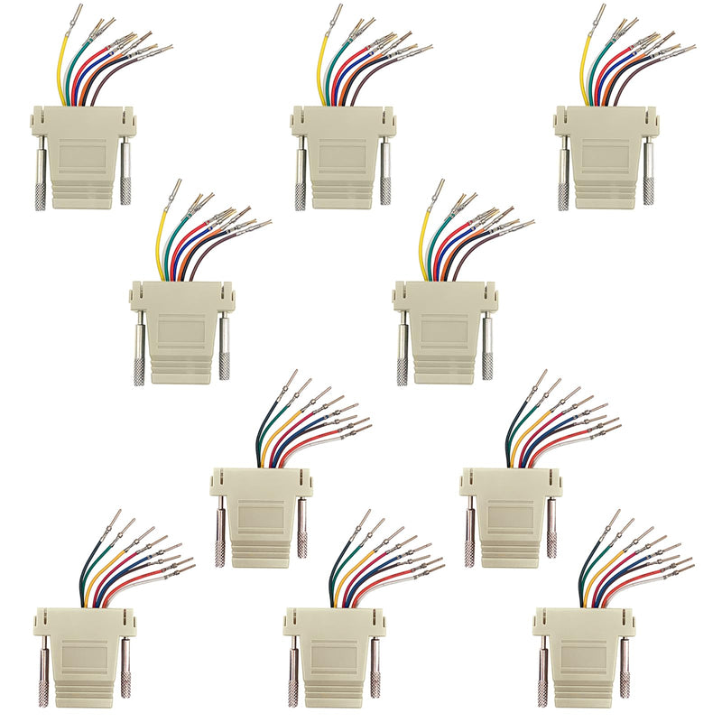 10Pcs DB15 to RJ45 Modular Adapter, DB15 to RJ45 Female Jack Ethernet Adapter(5×DB15 Male to RJ45, 5×DB15 Female to RJ45) DB15 to RJ45（10pcs)