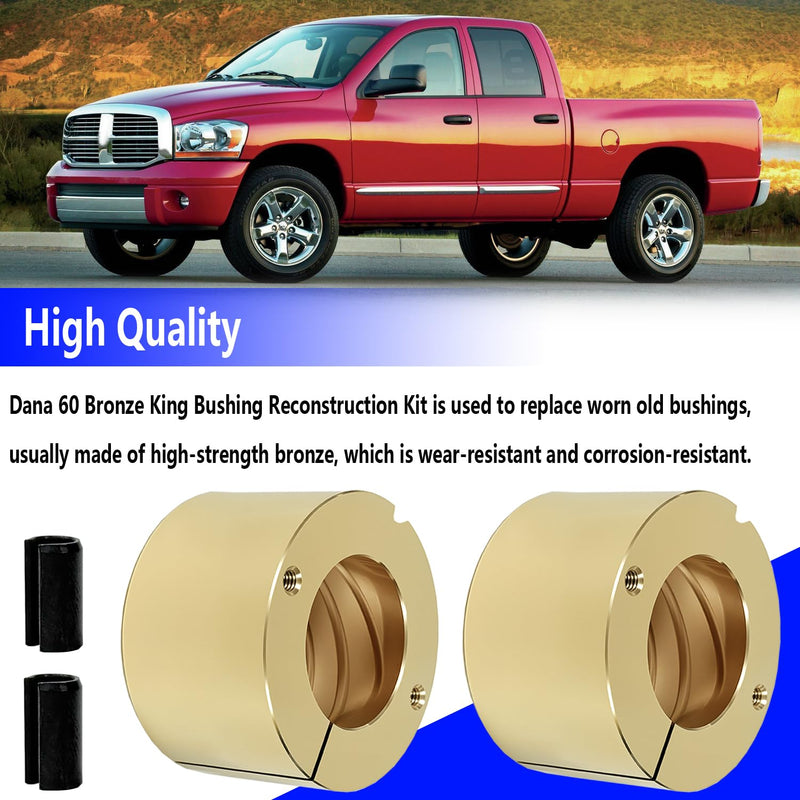 For Dana 60 Bronze Upper Kingpin Bushing Rebuild Kit Compatible with GM Chevy Dodge Ford Dana 60 with Hardware