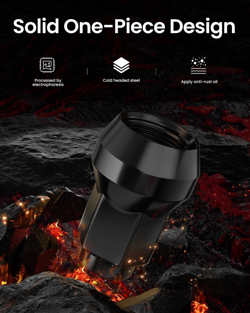 GAsupply 10x1.25 Lug Nuts 14mm Hex, 10x1.25mm Closed End Acorn Tuner Black Lug Nut 1.1" 28mm Tall Conical Seat 60 Degree for Aftermarket Wheels, 16 Pcs Short-28mm Tall