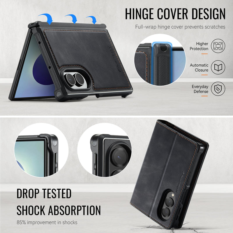 for Samsung Galaxy Z Fold 8 2in1 Detachable Wallet Case, Black | Compatible with Magsafe, Magnetic, RFID Blocking Card Holder, Kickstand, Wireless Charging, Shockproof, PU Leather Flip Cover