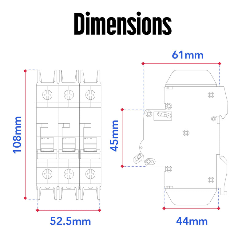 Mini Circuit Breaker UL489 Listed 10A D Curve 480Y/277VAC 125VDC 10kAIC DIN Rail Mount Non Polarized MCB Branch Circuit Protection, ControlGear CGMB2D10 (2 Pole D Trip 10 Amp) 2Pole "D"trip 10 Amps