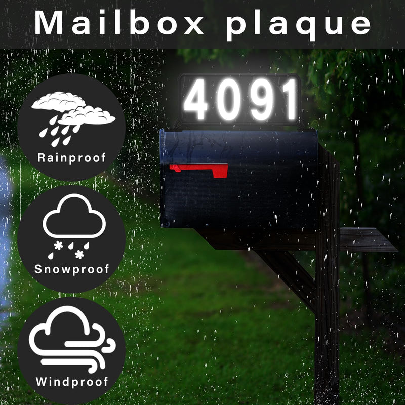 Metal Mailbox Address Plaques - Reflective House Number Plaque for Outside, Double-sided illuminated Address Signs, Easy to Install Mailbox Topper for Visitors,911 Visible -Black