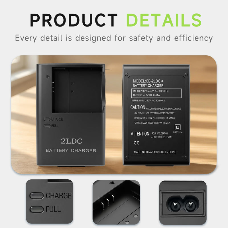 NB-11L NB-11LH Battery Charger for Canon ELPH 110 HS 160 170 is 320 340 HS | Replacement for CB-2LDC CB-2LD CB-2LF, Fits Canon PowerShot ELPH 180, 190 IS, A2300, A2400 IS, A2500, A3500 IS, IXUS 125 HS