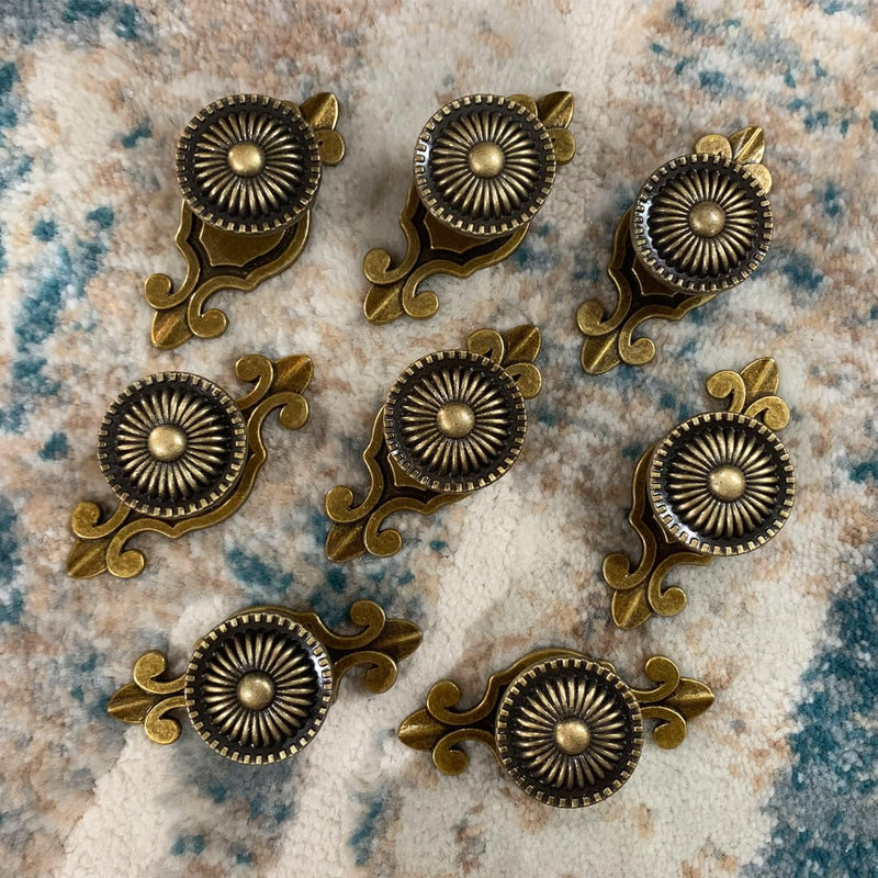 Brass Cabinet Knobs, Vintage Retro Mushroom Drawer Knobs with Backplate, Dresser Pull Handles for Kitchen/Cupboard/Wardrobe/Cabinet (Gold, 8 Pieces) Brass-backplate