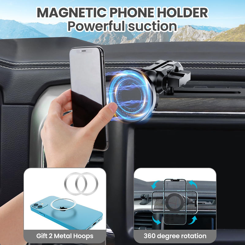 Stable Magnetic Phone Mount for Dodge RAM 2013-2018 Truck 1500 2500 3500 2019+ Truck 1500 Classic Metallic Cell Phone Holder for Car Dash