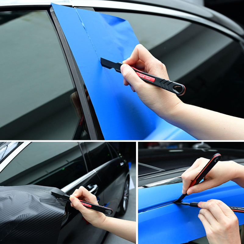 NEWISHTOOL Micro Squeegee Vinyl Wrap Tool, 6 IN 1 Pro Wrap Stick Squeegee Vinyl Tuck Tool, Heat-Resistant POM Car Wrapping Tool Seam Edge Detail Application for Vinyl Tucking, Sealing and Film Cutting
