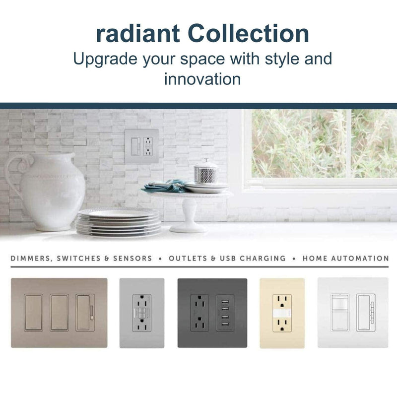 Legrand Radiant Night Light GFCI Outlet, Tamper-Resistant Self-Test Duplex with Cool Touch LED, GFCI Outlet for Bathroom, 1597NTLTRLACCD4, 15 Amp, Light Almond 1 Pack