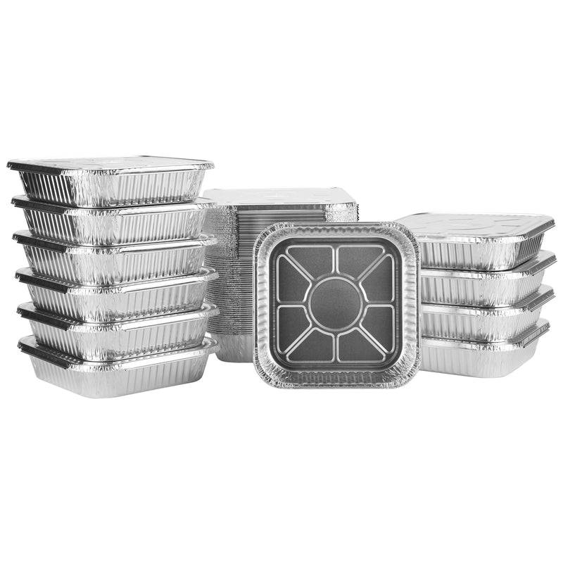 8x8 Aluminum Pans With Lids (20 Pack) 8 Inch Foil Pans With Covers - Cake Pans - Aluminum Square Pans With Lids - Disposable Food container - great For Cake Baking, Cooking, Freezing, Prepping Food Pans W/ Lids 20 Pack