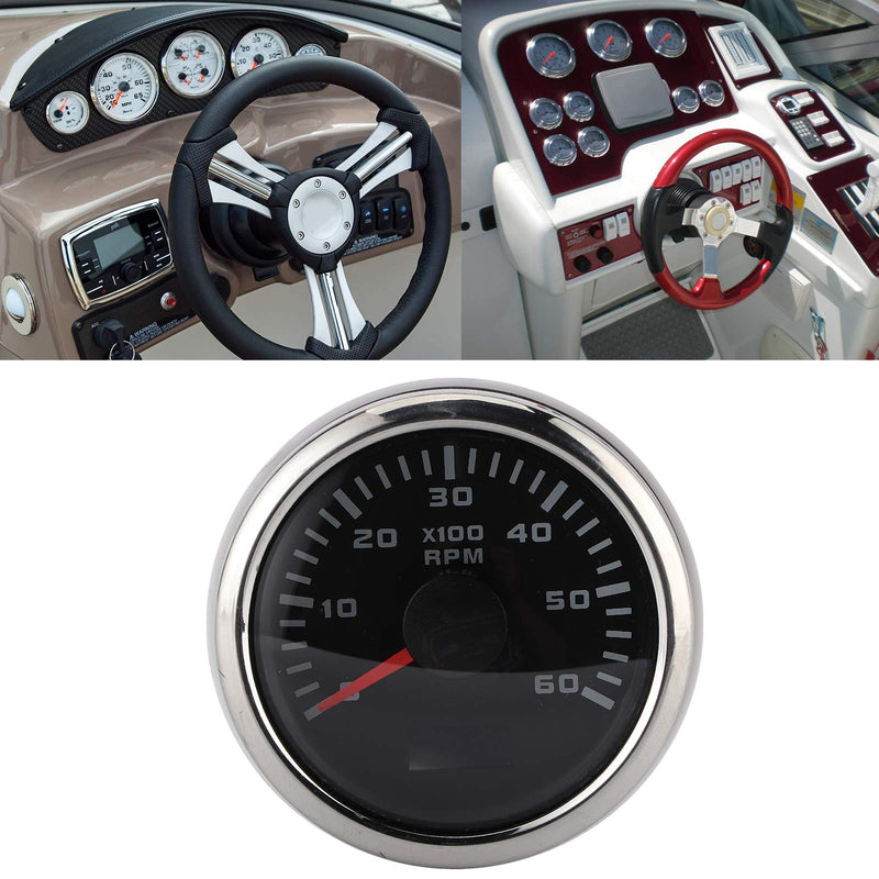 Digital Tachometer, 52mm/2in LCD Display, 6000RPM, Universal Speedometer for Auto, Motorcycle, Outboard Engine, Construction Machinery
