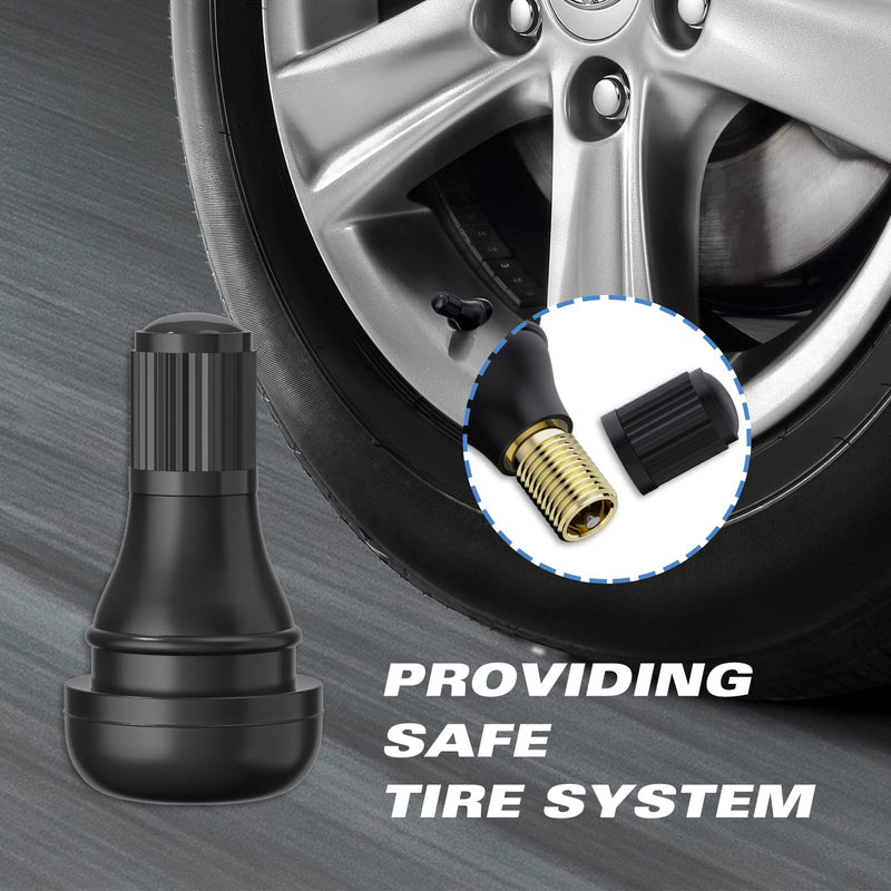 CKAuto TR412 Rubber Snap-in Short Black Tire Valve Stem for Tubeless 0.453 Inch 11.5mm Rim Holes on Standard Vehicle Tires (5pcs/Bag) 5