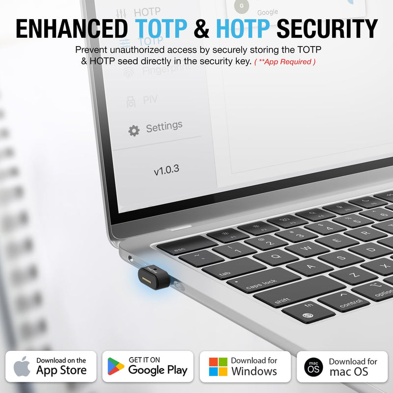 Thetis Nano-A FIDO2 Security Key Hardware Passkey Device with USB Type A, TOTP/HOTP, FIDO2.0 Two Factor Authentication 2FA MFA, Works with Windows/mac/iOS/Android/Linux/Gmail/Facebook/GitHub/Coinbase