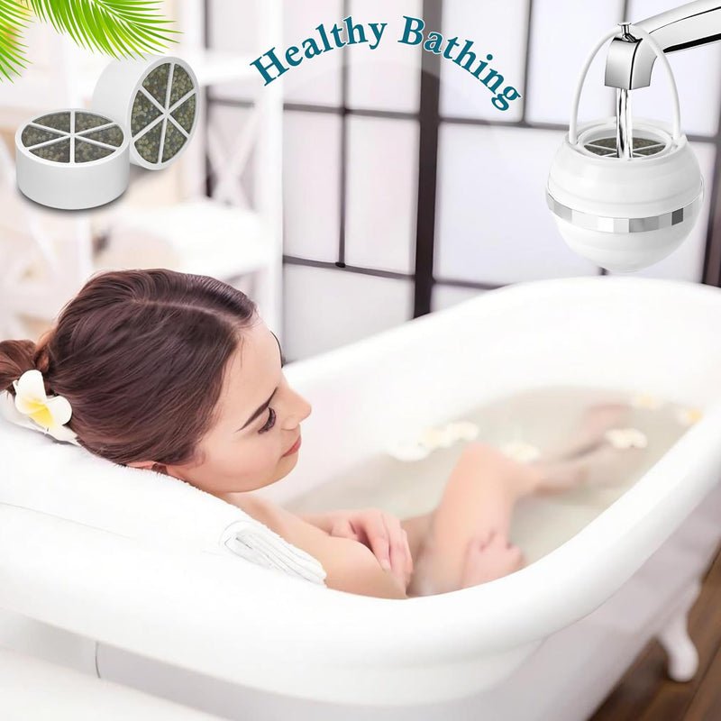 Bath Filter Compatible with SHLLKTTRY&JUSTOWE&NIROKET&CUOLL&Fitespot Bath Ball Replacement Cartridge,for Hard Water - Filters Chlorine -4 Pack