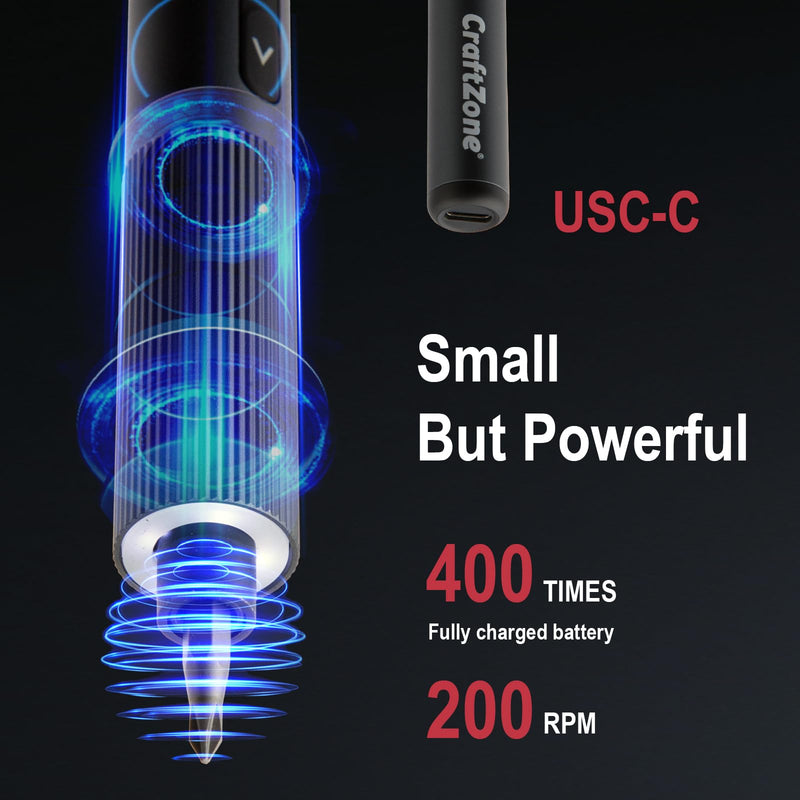 Ultra Mini Electric Screwdriver, Max 0.5N.m, Power Screwdriver with20 S2 Steel Bits, 5/32'' Hex with LED Light, Magnetic Storage, Repair Tool for Electronics, Camera, Laptop(Grey) 20 Magnetic Bits Electric Screwdriver