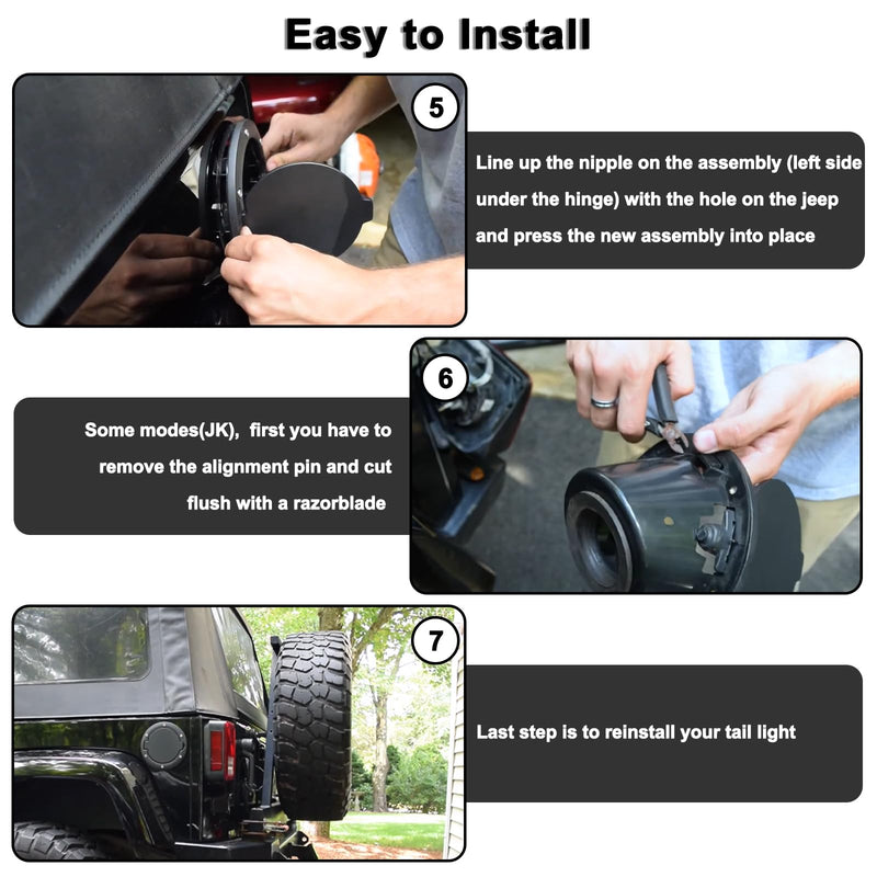 MuHize Aluminum Gas Cap, Fuel Filler Door Cover for 2007-2018 Jeep Wrangler JK Rubicon Sahara & Unlimited Accessories 2 Door & 4 Door, Tank Cap Cover(NOT fit 2018 JL) for JK 2007-2018