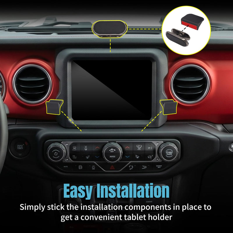 Tablet Mount for 2018-2023 Jeep Wrangler JL Gladiator JT Magnetic Pad Mount | Dashboard Tablet Holder, No Drill Installation, Durable Lightweight Plastic, Magnetic Dash Mount for Tablet 7 Inch and Larger