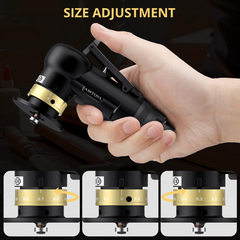 AMTOVL Pneumatic Chamfering Tool - Mini Air Chamfer Tool with 10 C-Angle & 10 R-Angle Blades, 45° 30000 RPM Chamfering Tool for Metal and Wood with 1/4" Air Inlet Black