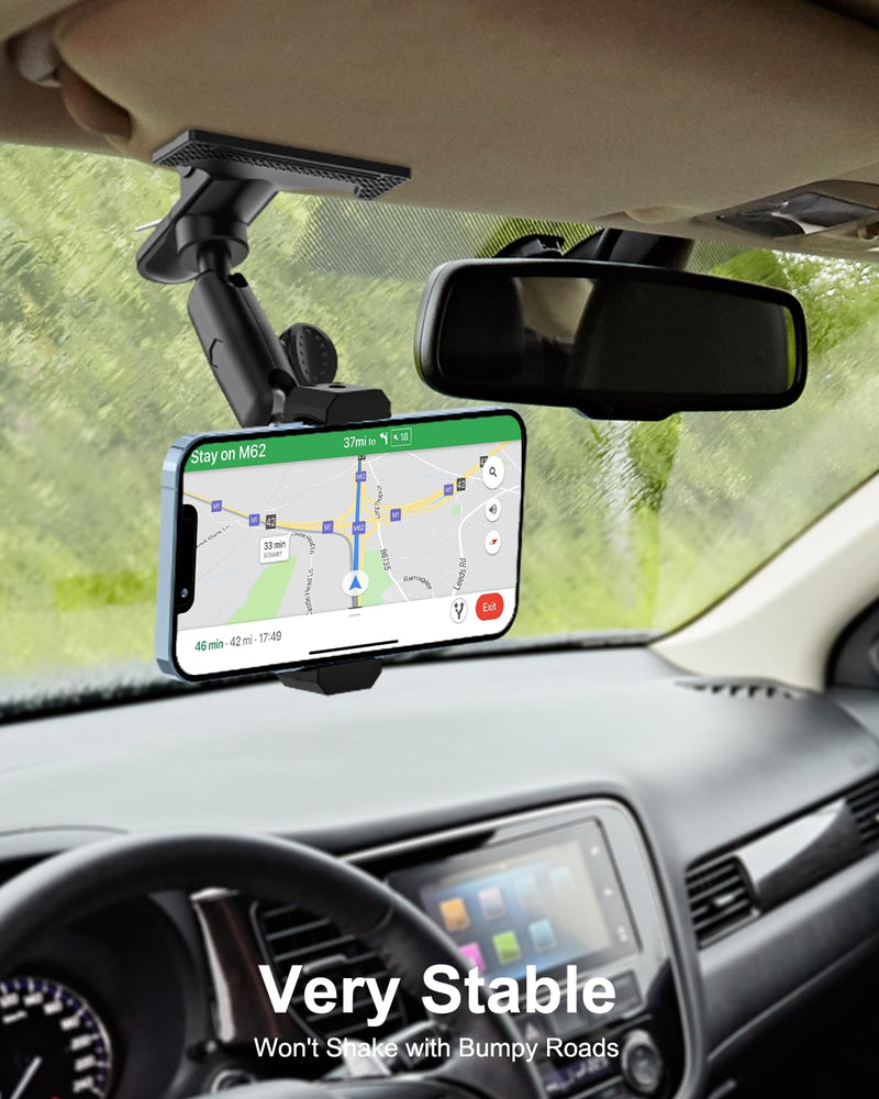 Metal Car Sun Visor Phone Holder for Samsung Smartphones, Car Cell Phone Mount Clamp with 360° Adjustable Arm for Galaxy S26 Ultra, S25, S24, S23, S22, A36, A26, iPhone 17 Pro Max, 16, 15, 14, 13, 12
