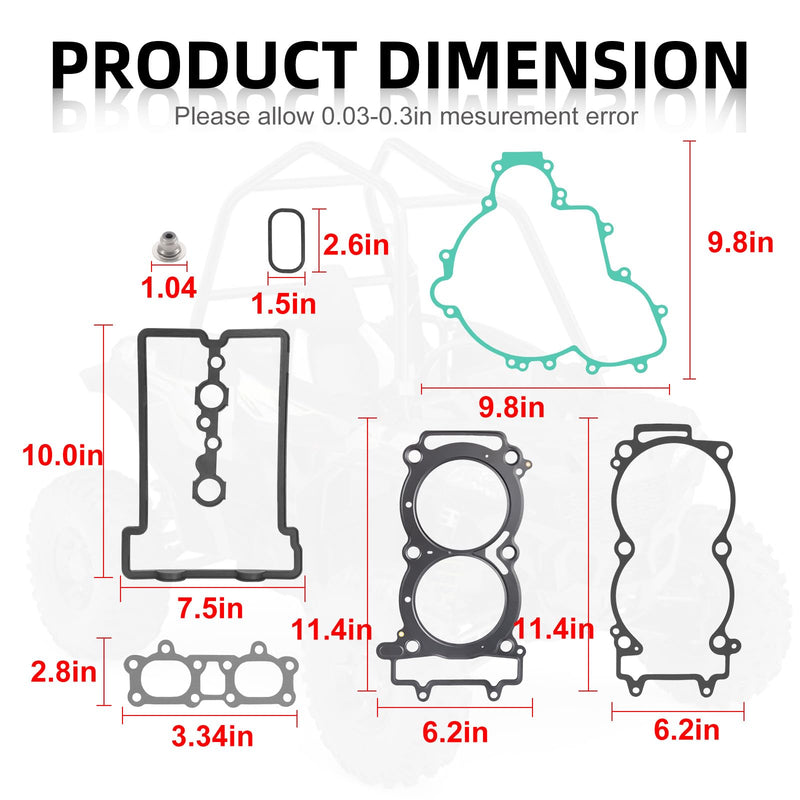 Engine Cylinder Head Gasket Seal Kit Set for Polaris Ranger RZR General ACE 900 1000 RS1 Turbo 2013-2024