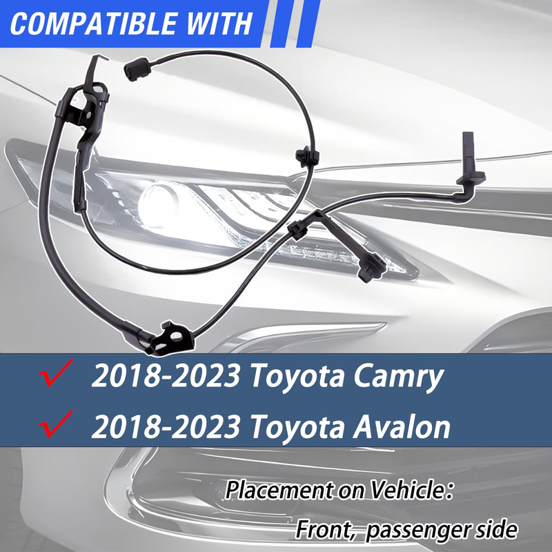 ABS Wheel Speed Sensor Front Right Compatible with 2018-2024 Toyota Camry 2019-2022 Toyota Avalon Lexus ES350 ES300h Passenger Side ABS Sensor # 89542-06081 ALS3237 1