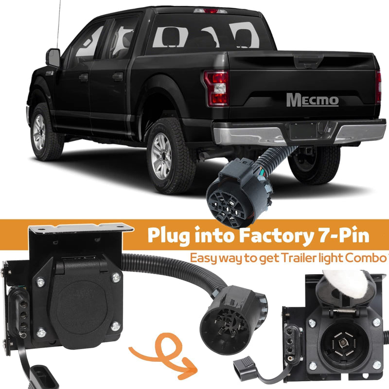 Multi-Tow 7-Way Blade and 4-Way Flat Trailer Wiring Adapter for Ford GM Ram GMC Sierra Grand Cherokee, Dual-Output Vehicle-Side Trailer Light Plug Connector Harness USCAR 7 Pin Socket Required