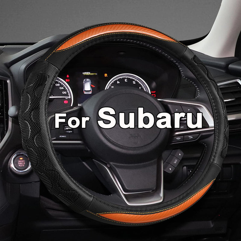 GIANT PANDA Steering Wheel Cover for Subaru Forester, Car Steering Wheel Cover for Subaru Outback and Crosstrek - Orange Round-Shaped