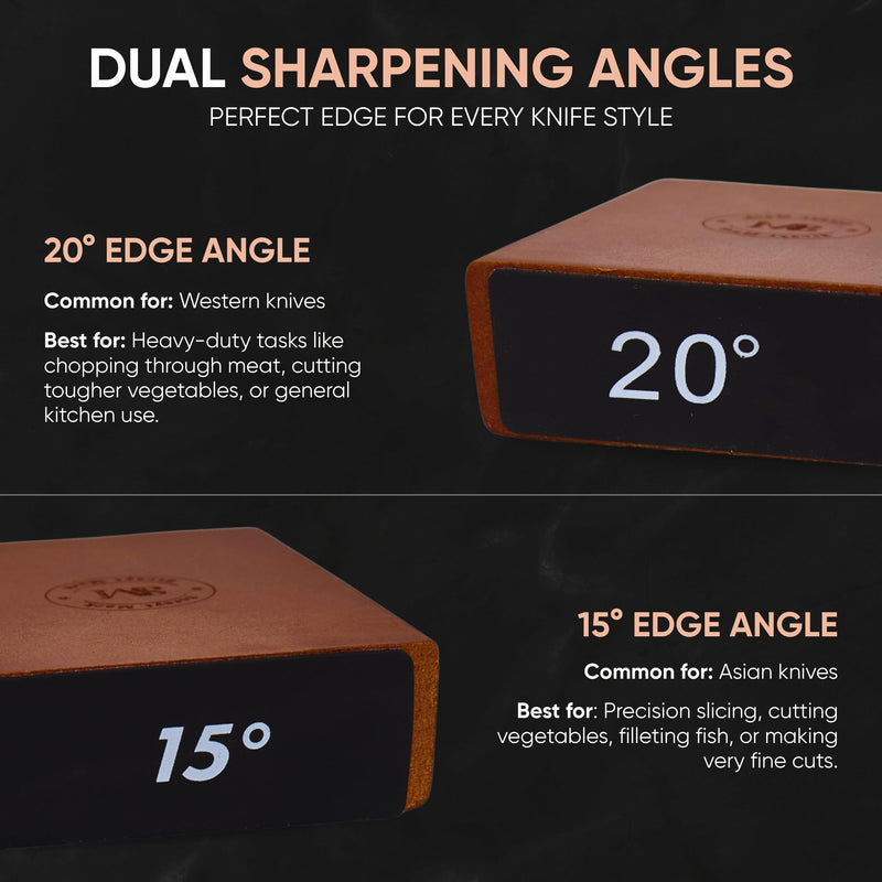 Rolling Knife Sharpener Kit – Premium Walnut Wood Kitchen Knife Sharpener for 15° & 20° Edge - Magnetic Knife sharpener with Diamond & Stainless Disc #1000/#3000