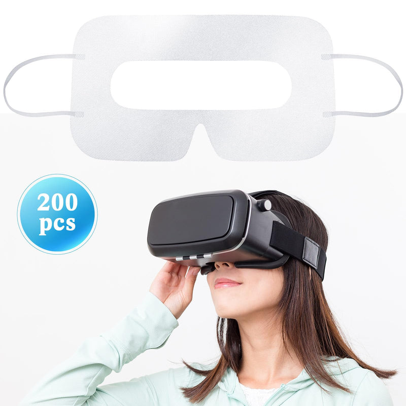 Treela 200 Pcs Disposable VR Face Mask Breathable Cover for VR Nonwoven Fabric Sanitary Eye Mask, Eye Cover Pad(8 x 4 Inch,White) White 8 x 4 Inch