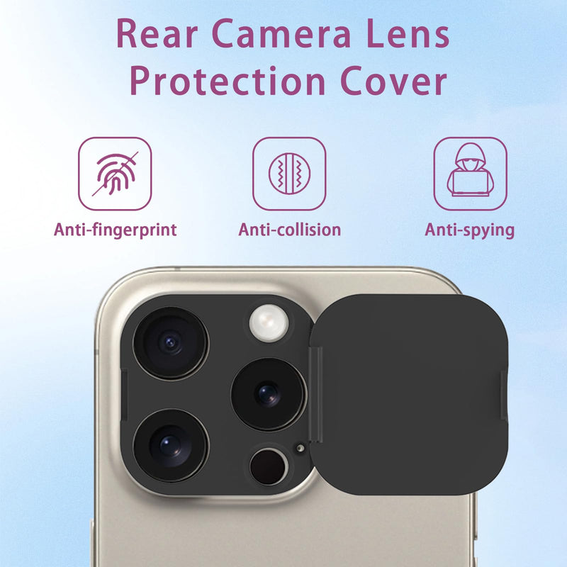 Phone Camera Lens Cover Compatible for Phone 15 Pro/ 15 Pro Max,Camera Lens Protector to Protect Privacy and Security,Strong Adhesive Black-2 Pack