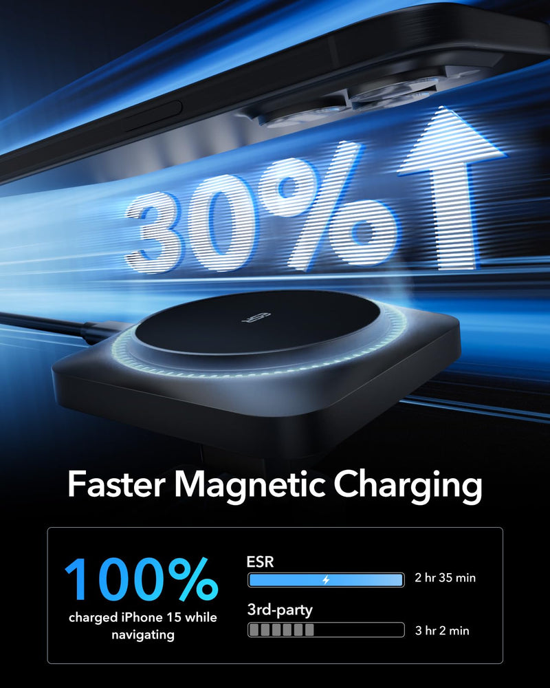 ESR for MagSafe Car Mount Charger with CryoBoost, with 36W Car Adapter | Magnetic Wireless Car Charger, for MagSafe Car Charging, for iPhone 17-12, S26/S25, Fast Phone Cooling Charging Set